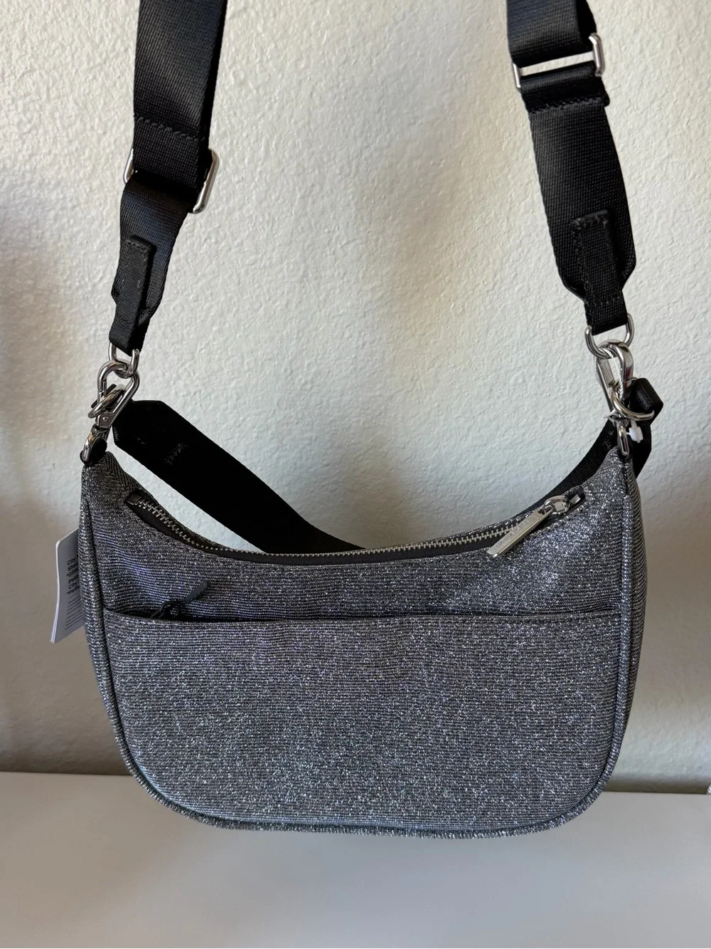 lululemon athletica Silver Glitter Shoulder Bag with Mini Pouch